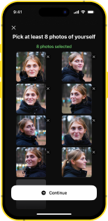 Upload your selfies to generate a therapist headshot