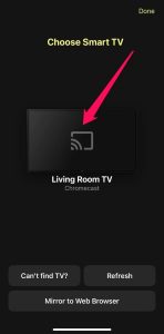 Tap on your Chromecast device in DoCast Tap on your Chromecast device in DoCast