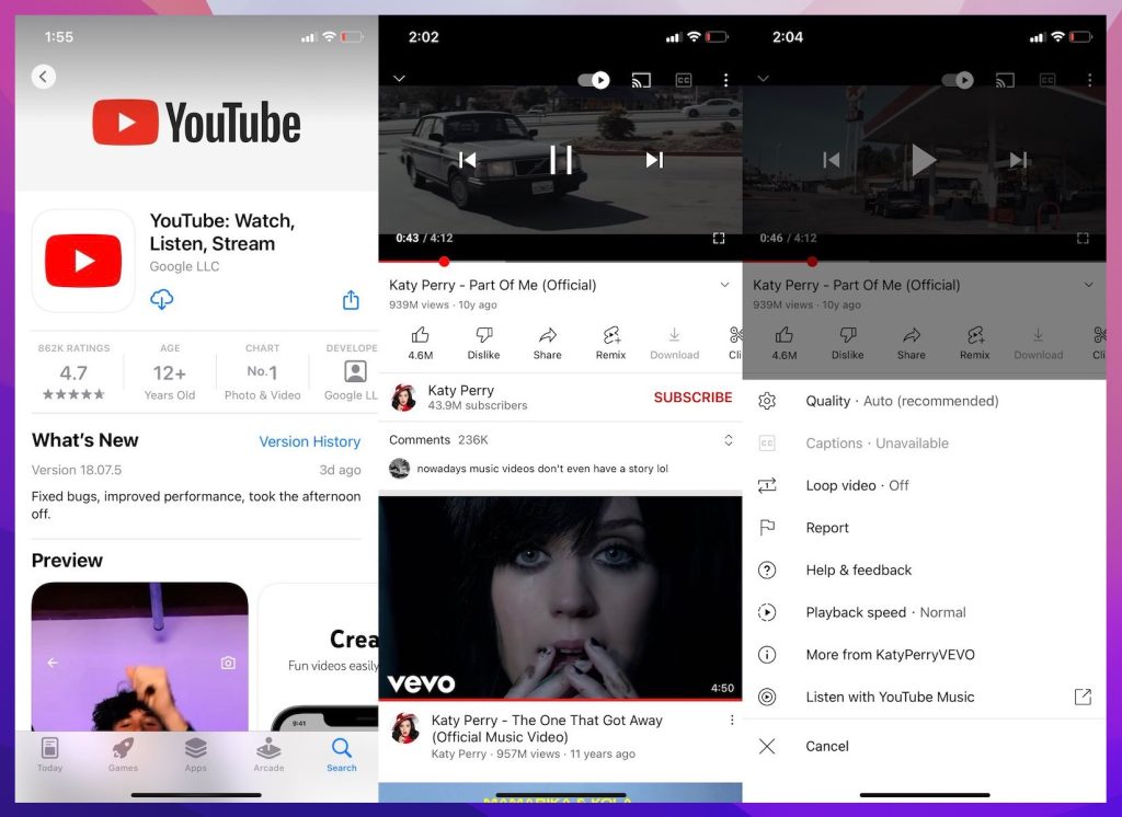 YouTube app