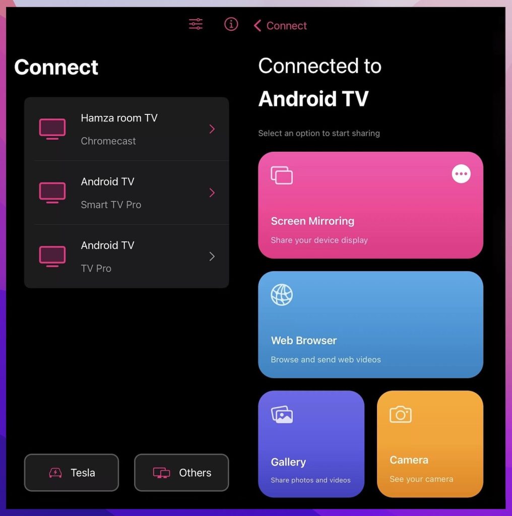 Replica・Screen Mirroring・Cast app interface