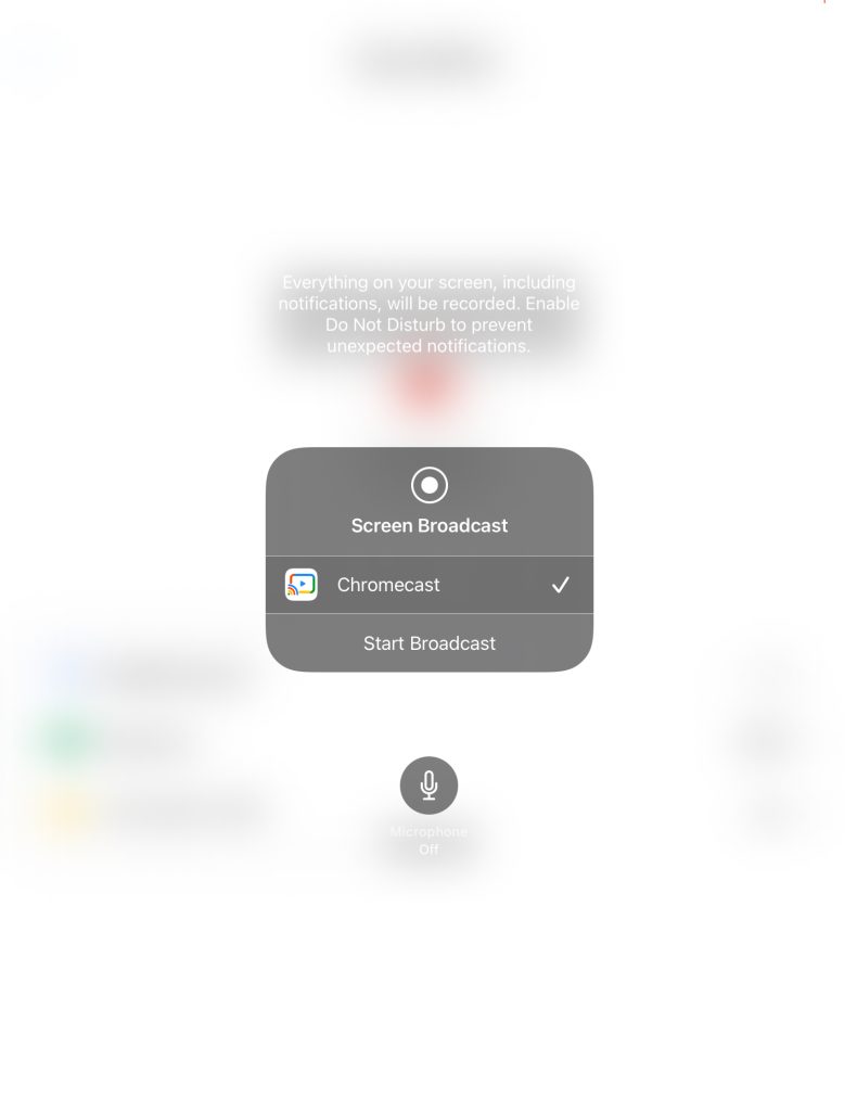 Tap on the Start Broadcast button in Streamer for Chromecast TVs