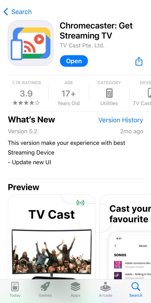 Downloading the Chromecaster: Get Streaming TV app from the App Store Downloading the Chromecaster: Get Streaming TV app from the App Store