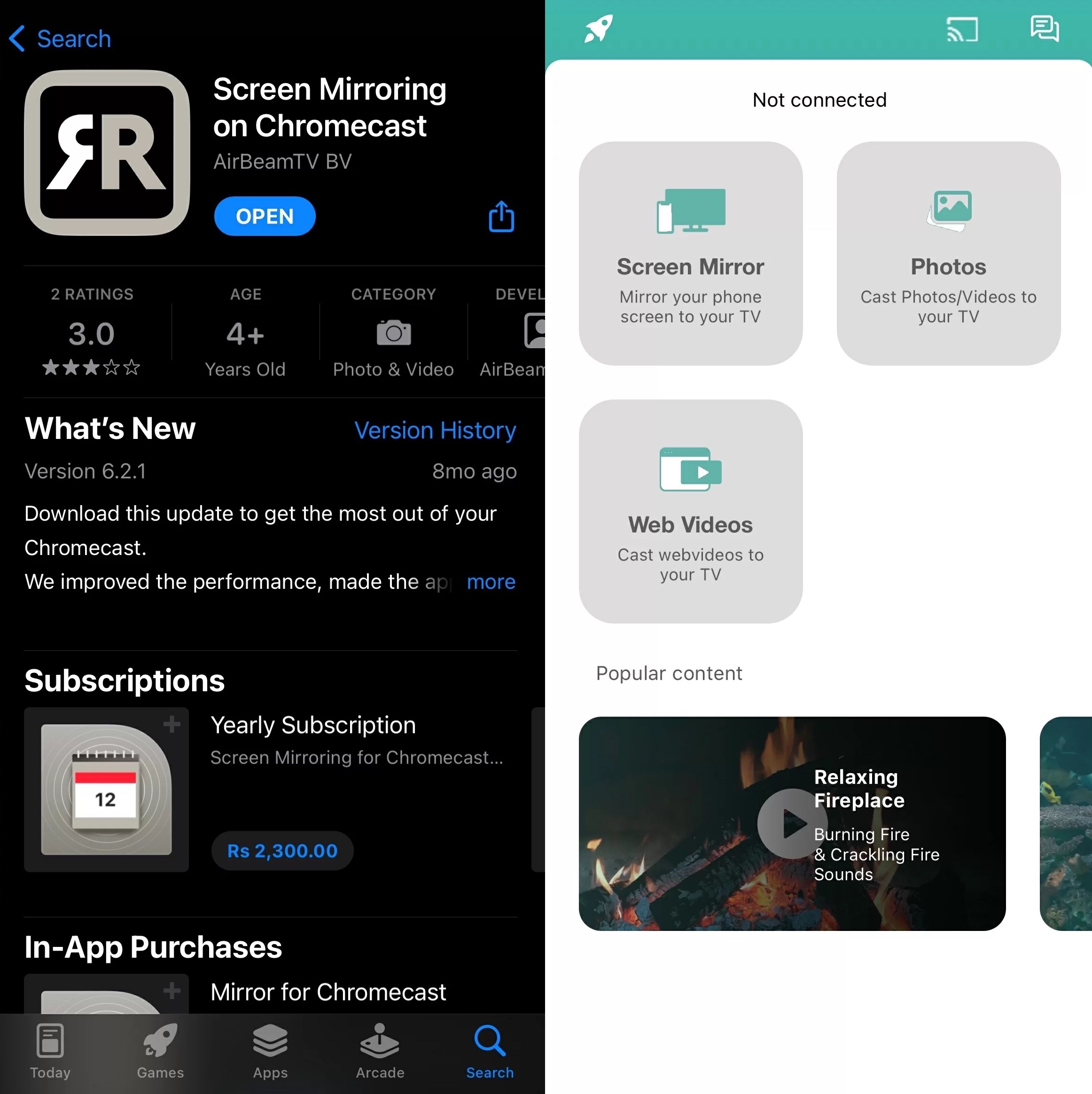 Mirror for Chromecast app for the iPhone on the App Store