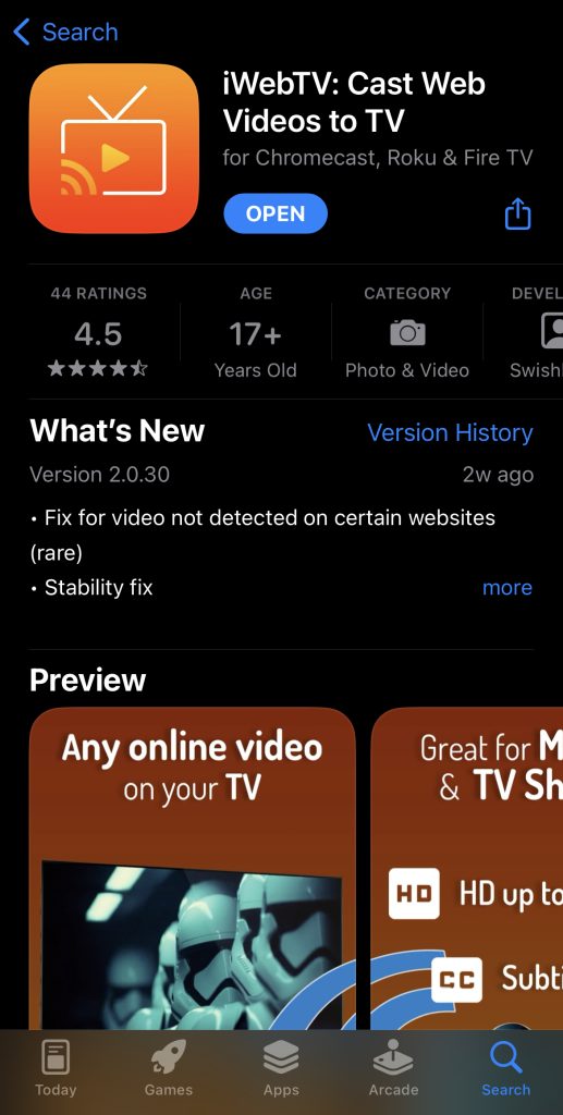 Download iWebTV from the App Store