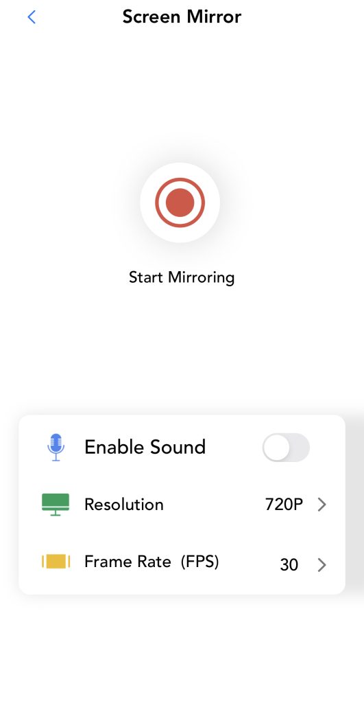 Screen mirroring options in Streamer for Chromecast TVs app Screen mirroring options in Streamer for Chromecast TVs app