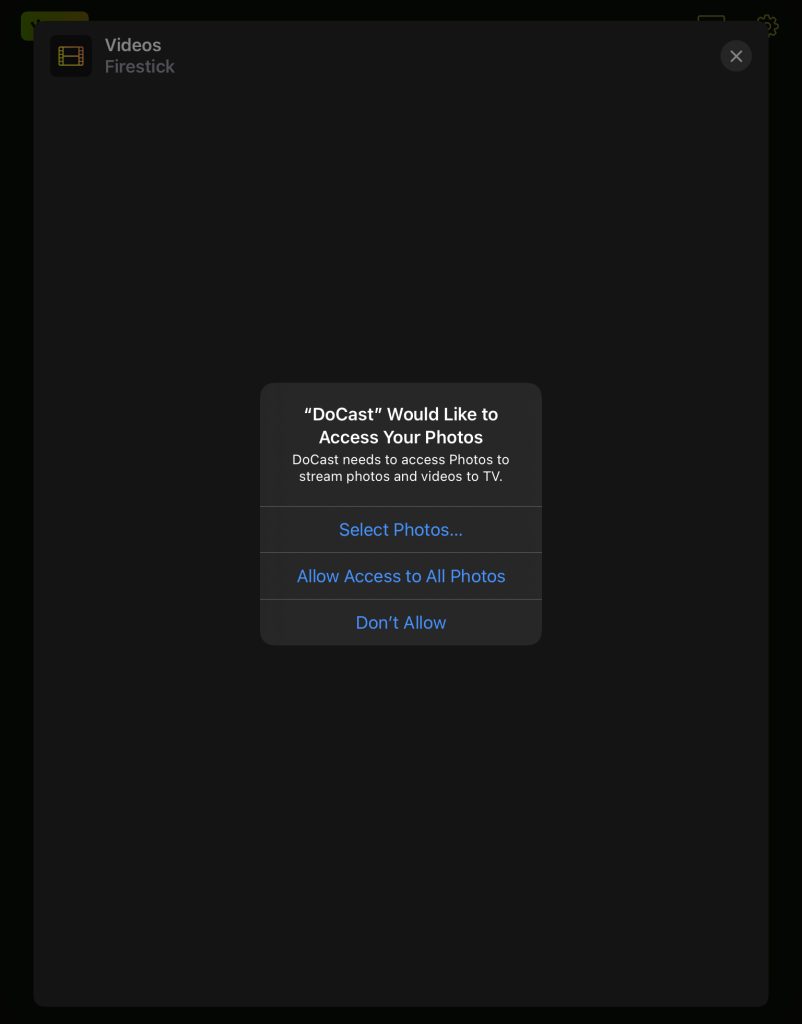 Allow DoCast access to your videos on iPad Allow DoCast access to your videos on iPad