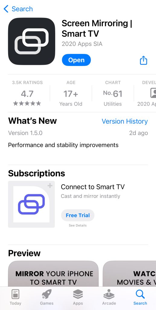 Download the Screen Mirroring | Smart TV app from the App Store Download the Screen Mirroring | Smart TV app from the App Store