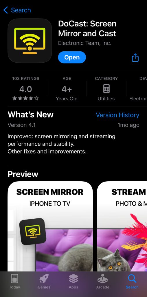 DoCast App Store Download Page DoCast App Store Download Page