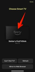 Tap on your Firestick in DoCast Tap on your Firestick in DoCast