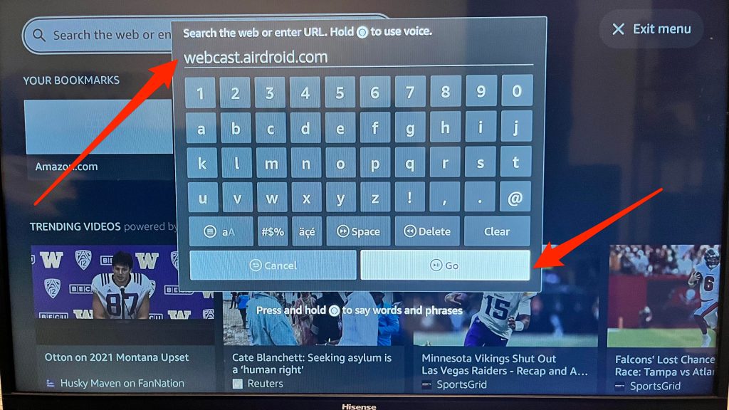 Open the web browser on your Firestick to find AirDroid Cast Open the web browser on your Firestick to find AirDroid Cast