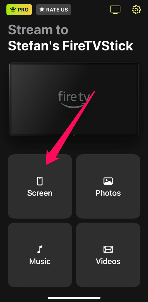 Tap on the Screen tile in DoCast