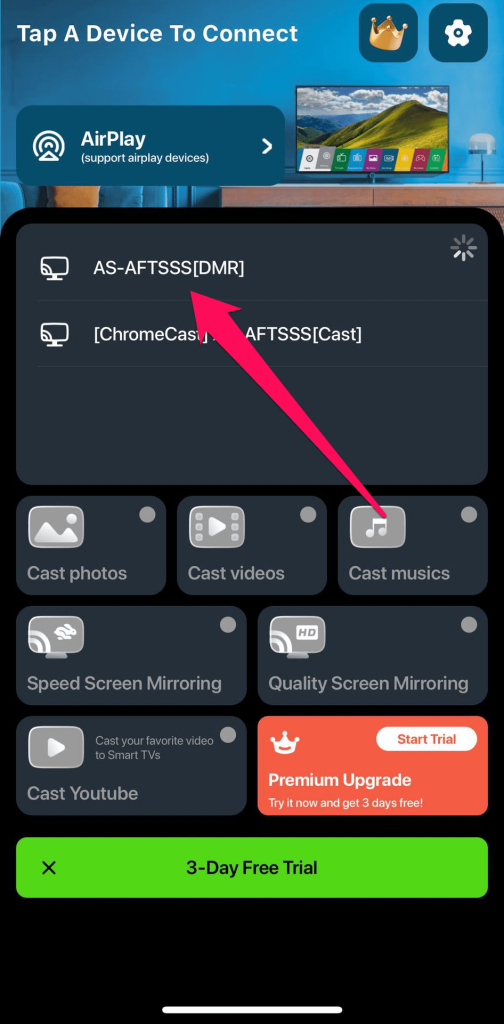 Connect to your Firestick through TV Cast & Screen Mirroring App