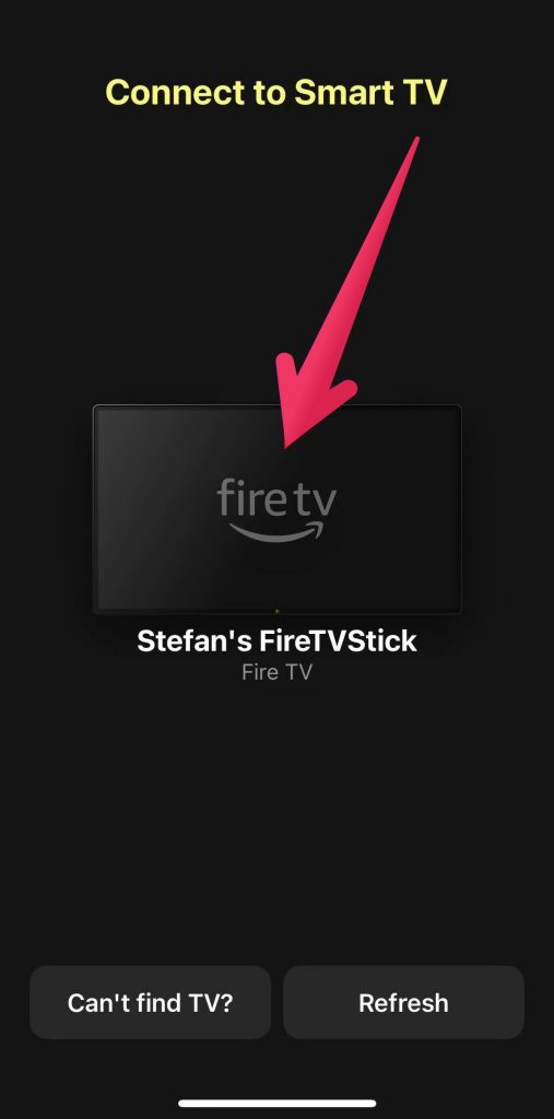 Select your Firestick in DoCast