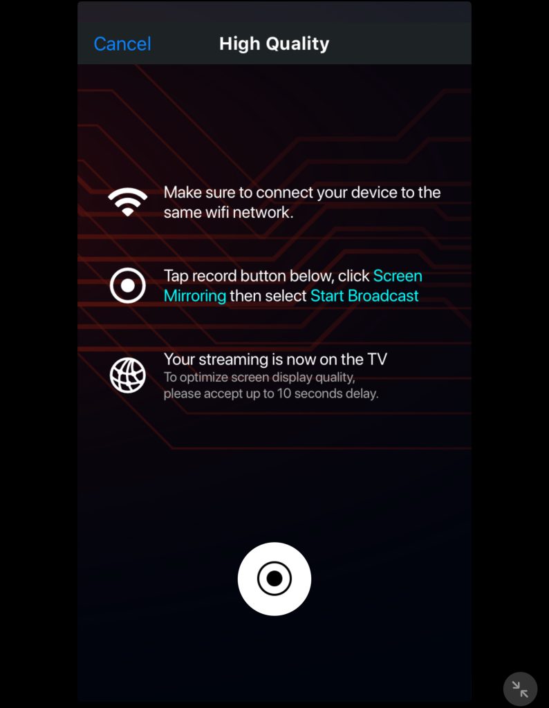 Screen broadcasting with TV Cast & Screen Mirroring App on iPad