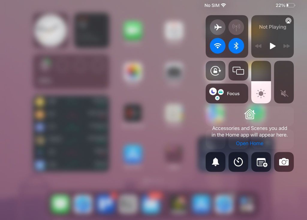 Open Control Center on iPad