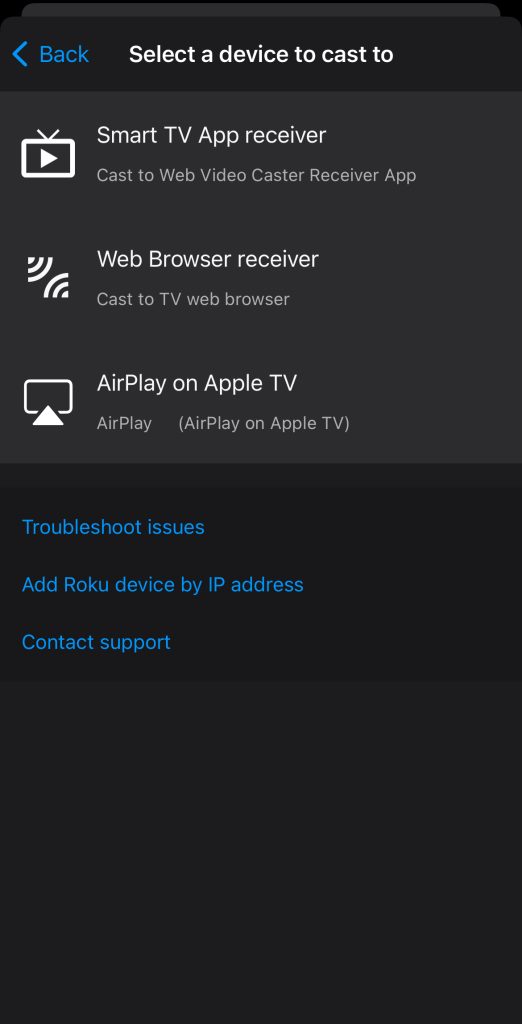 Streaming devices in Web Video Cast