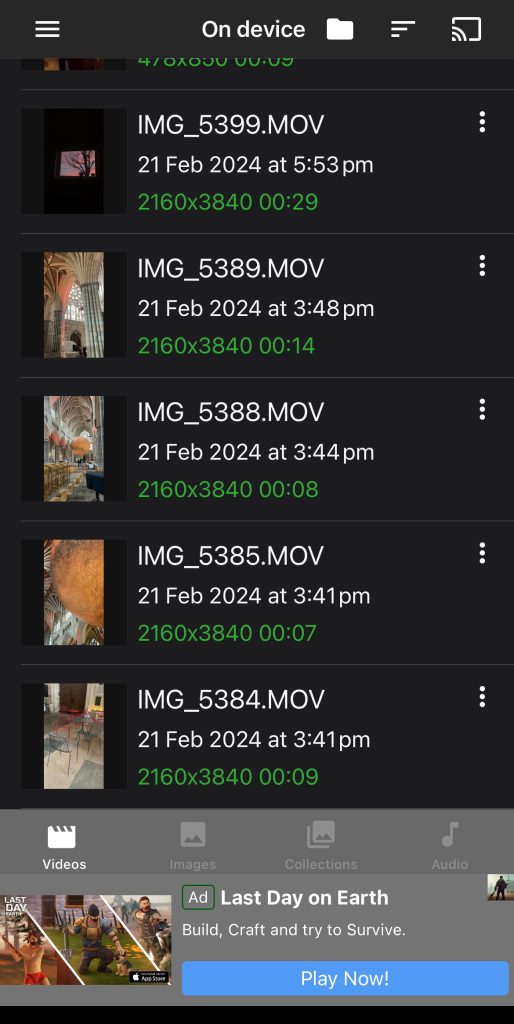 Video files in Web Video Cast
