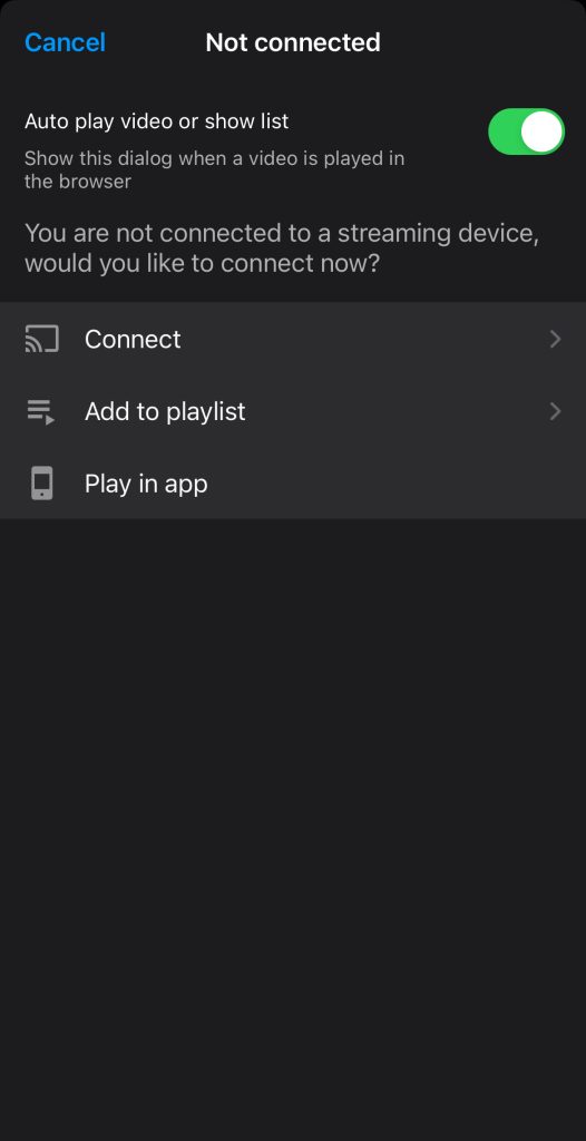 Streaming options in Web Video Cast