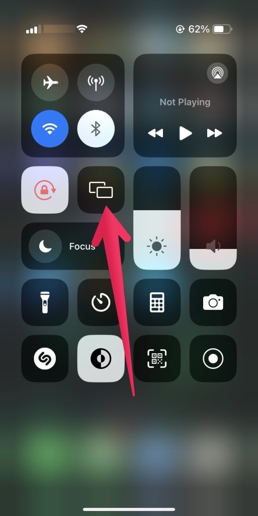 Tap on the Screen Mirroring option on iPhone Tap on the Screen Mirroring option on iPhone