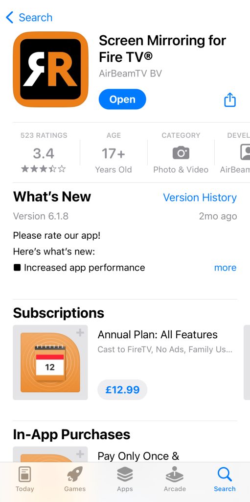 Download Screen Mirroring for Fire TV from the App Store