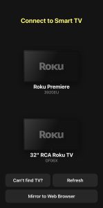 Tap on your Roku device in DoCast