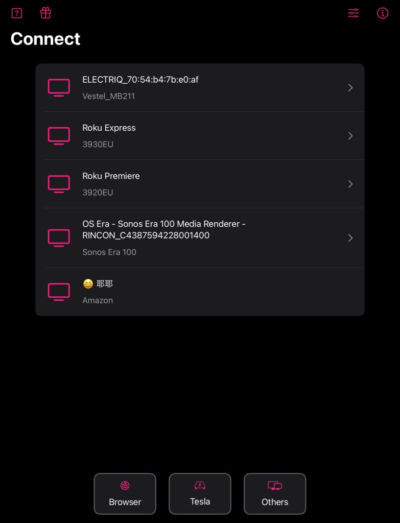 Screen mirroring devices in Screen Mirroring・Smart TV Cast