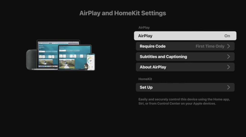 Turn on the AirPlay button on Roku TV