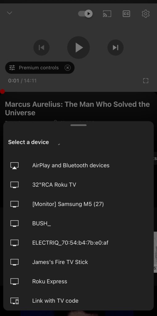 Screen mirroring a YouTube video to Roku TV