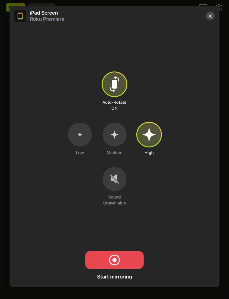 Adjust the mirroring settings in DoCast on iPad