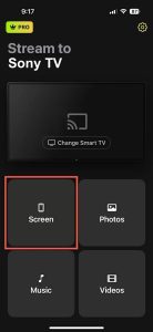 Tap on the Screen button in DoCast