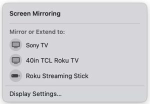 Tap on your Sony TV in device list on Mac