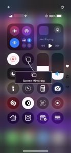 Screen Mirroring option in the Control Center on iPhone Screen Mirroring option in the Control Center on iPhone