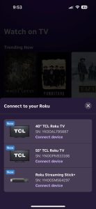 Select your Roku device from the list Select your Roku device from the list