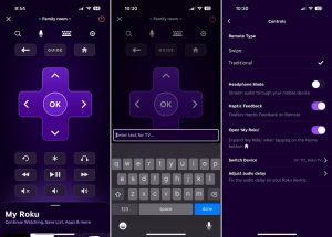 The main screens of The Roku App The main screens of The Roku App