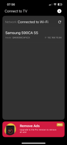 Choose your TV device from the list in Remote for Samsung TV Plus Choose your TV device from the list in Remote for Samsung TV Plus
