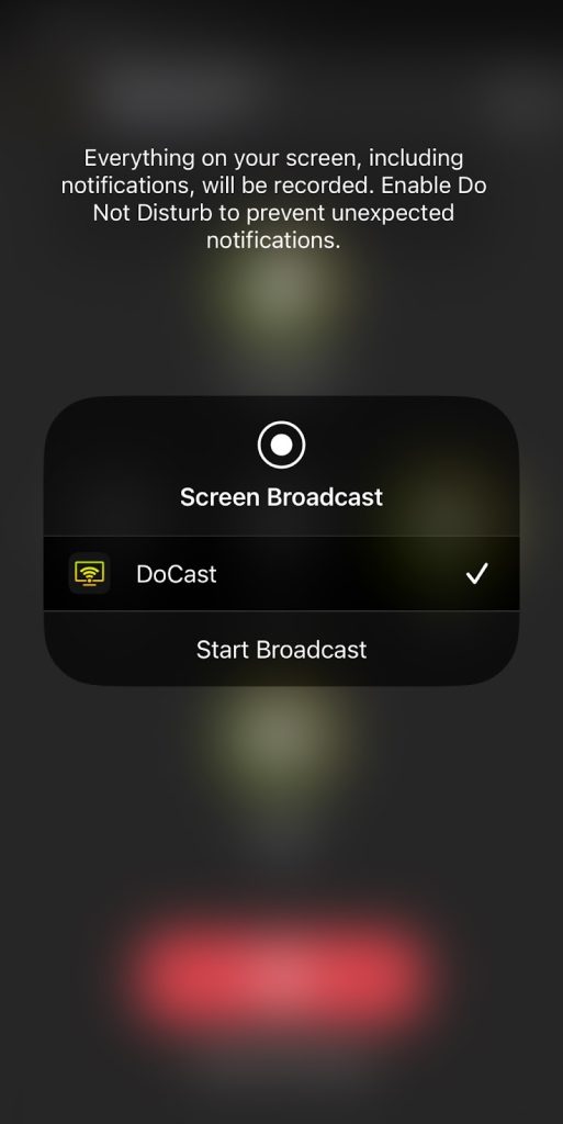 Broadcasting iPhone screen with DoCast Broadcasting iPhone screen with DoCast