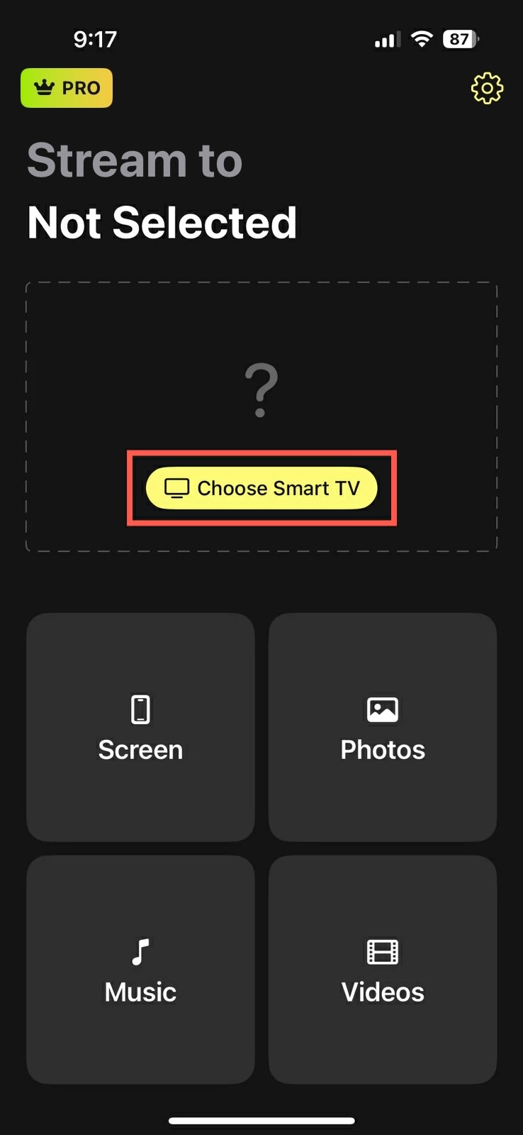 Tap on the Choose Smart TV button