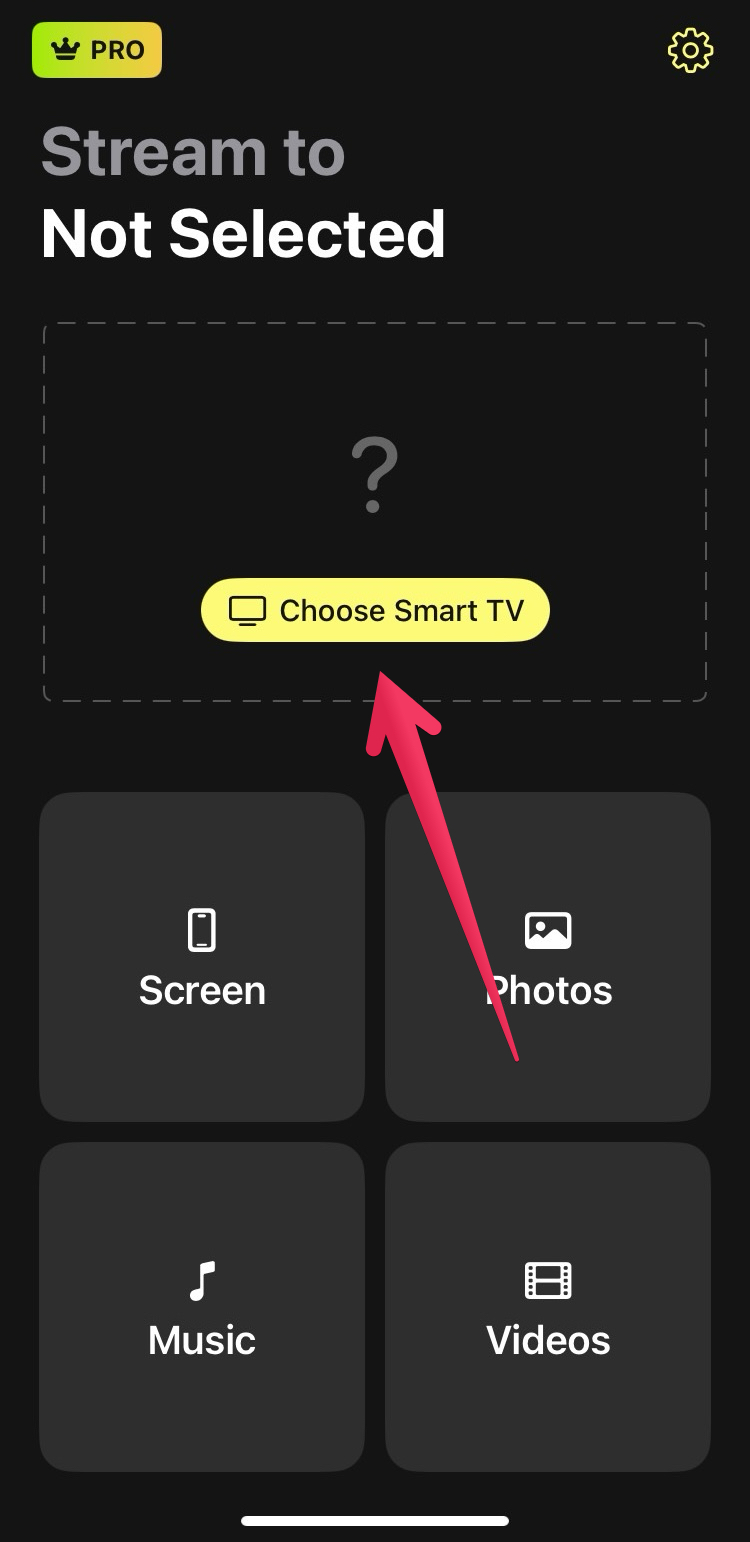 Tap on the Choose Smart TV button in DoCast Tap on the Choose Smart TV button in DoCast