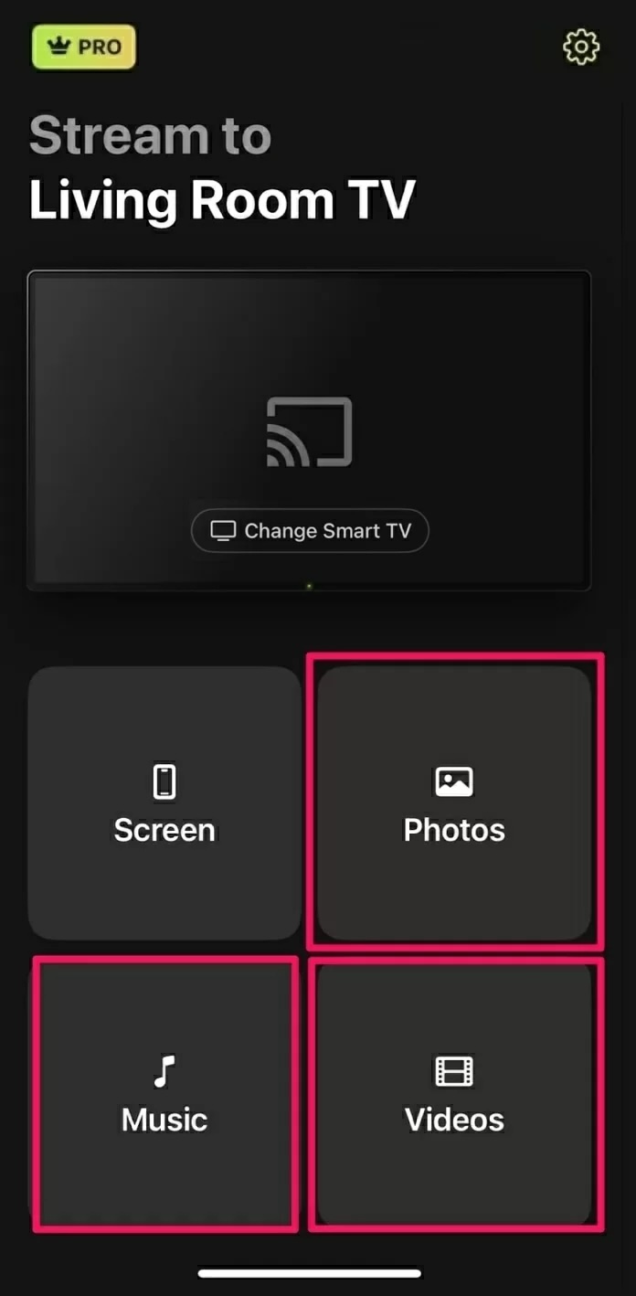 Select the option you need to stream in DoCast Select the option you need to stream in DoCast