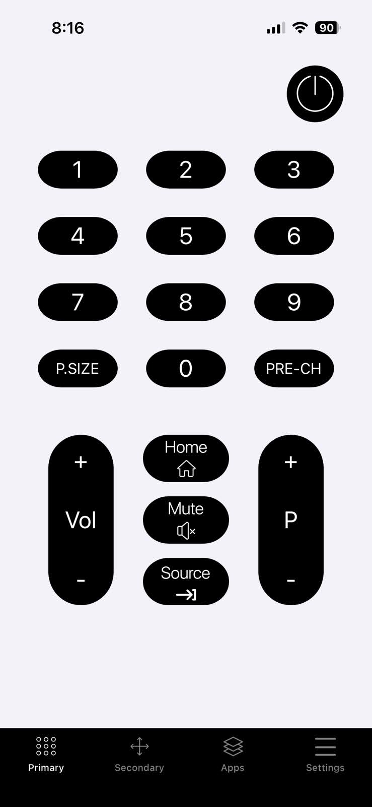 The main screen of the TV Remote for Samsung – Cast app The main screen of the TV Remote for Samsung – Cast app