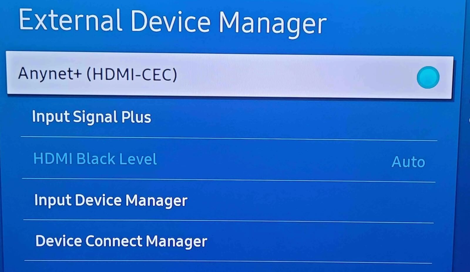 Turn on the Anynet+ option on Samsung TV Turn on the Anynet+ option on Samsung TV