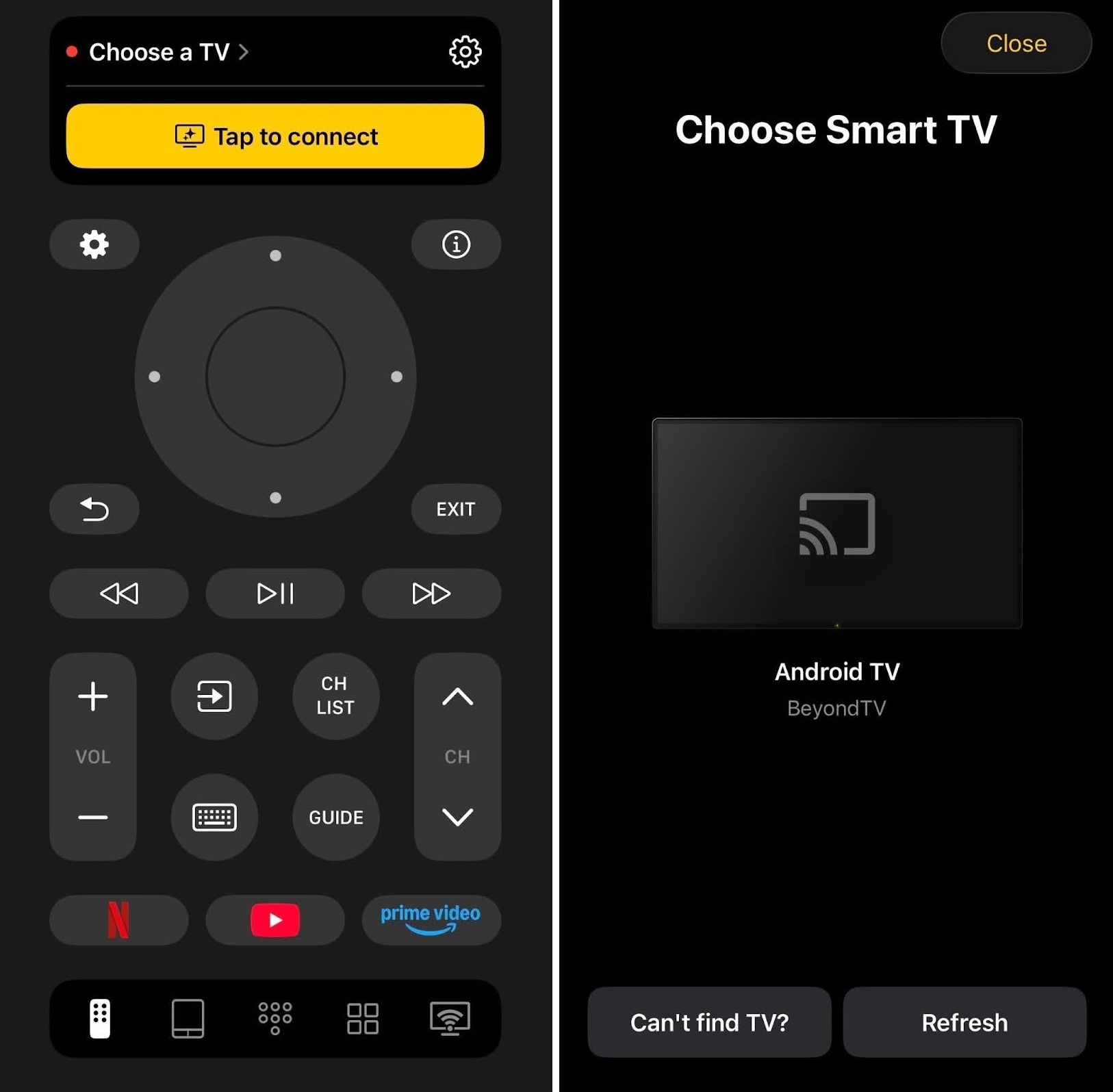 Select your TV device from the list of devices in TVRem Select your TV device from the list of devices in TVRem