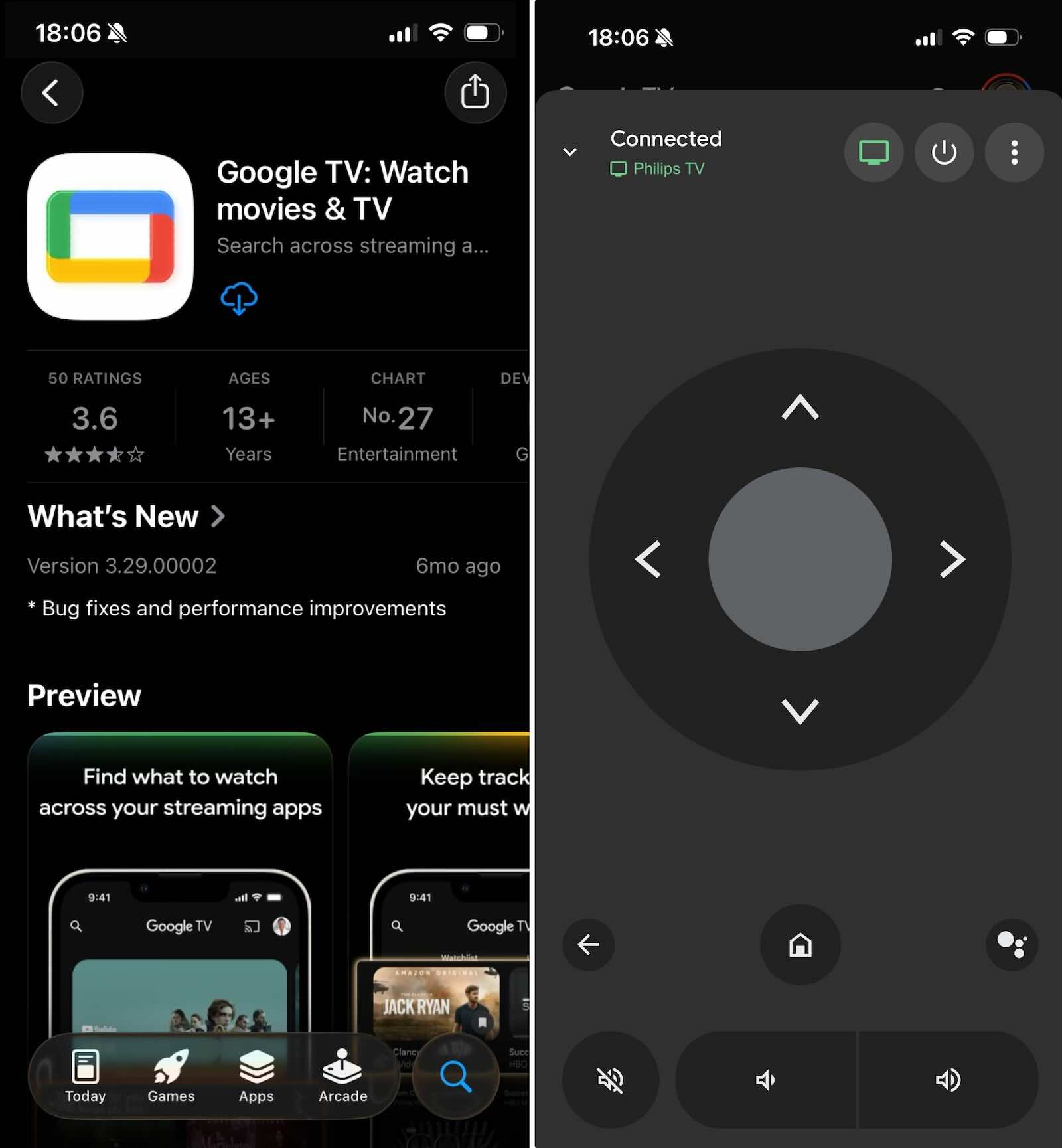 Google TV app as an alternative to the remote connect to Philips TV