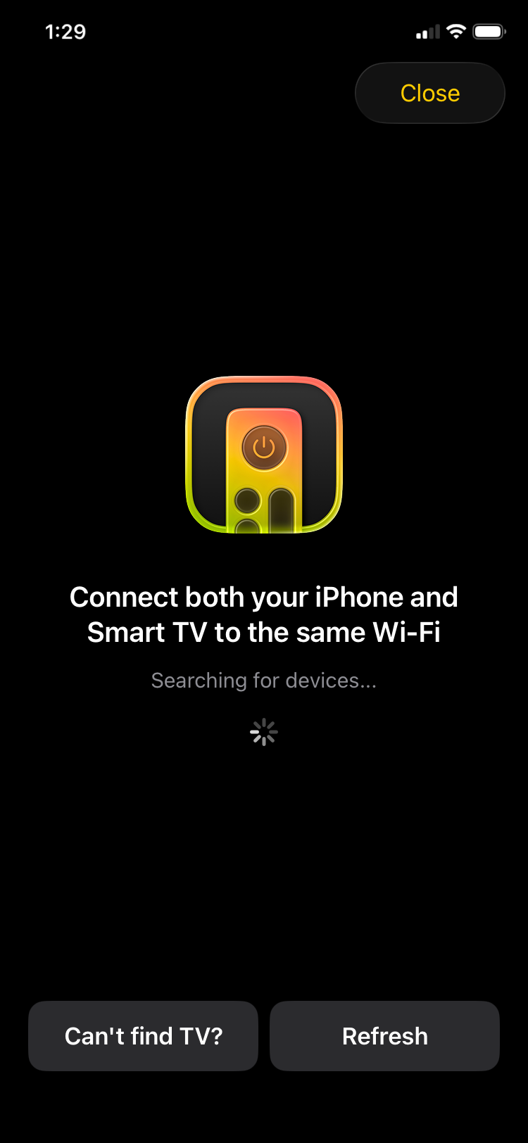 TVRem is searching for nearby devices
