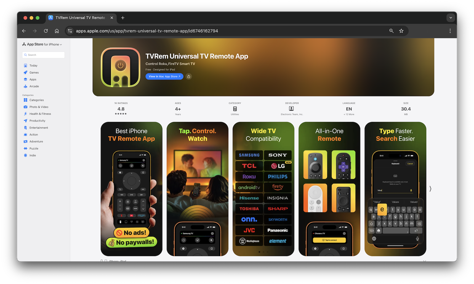 TVRem is the best remote app for Element TV