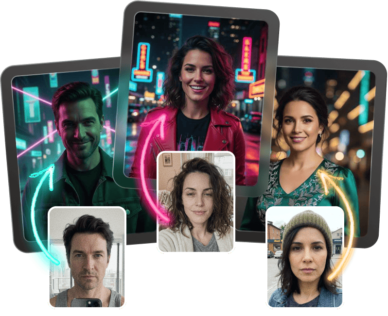 Generate AI neon vibes photos