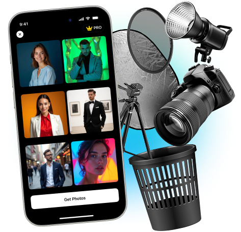 Neon lights AI generator for creative professional headshots